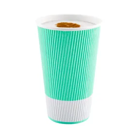 20 oz Light Green Paper Coffee Cup - Ripple Wall - 3 1/2" x 3 1/2" x 6 1/4" - 250 count box