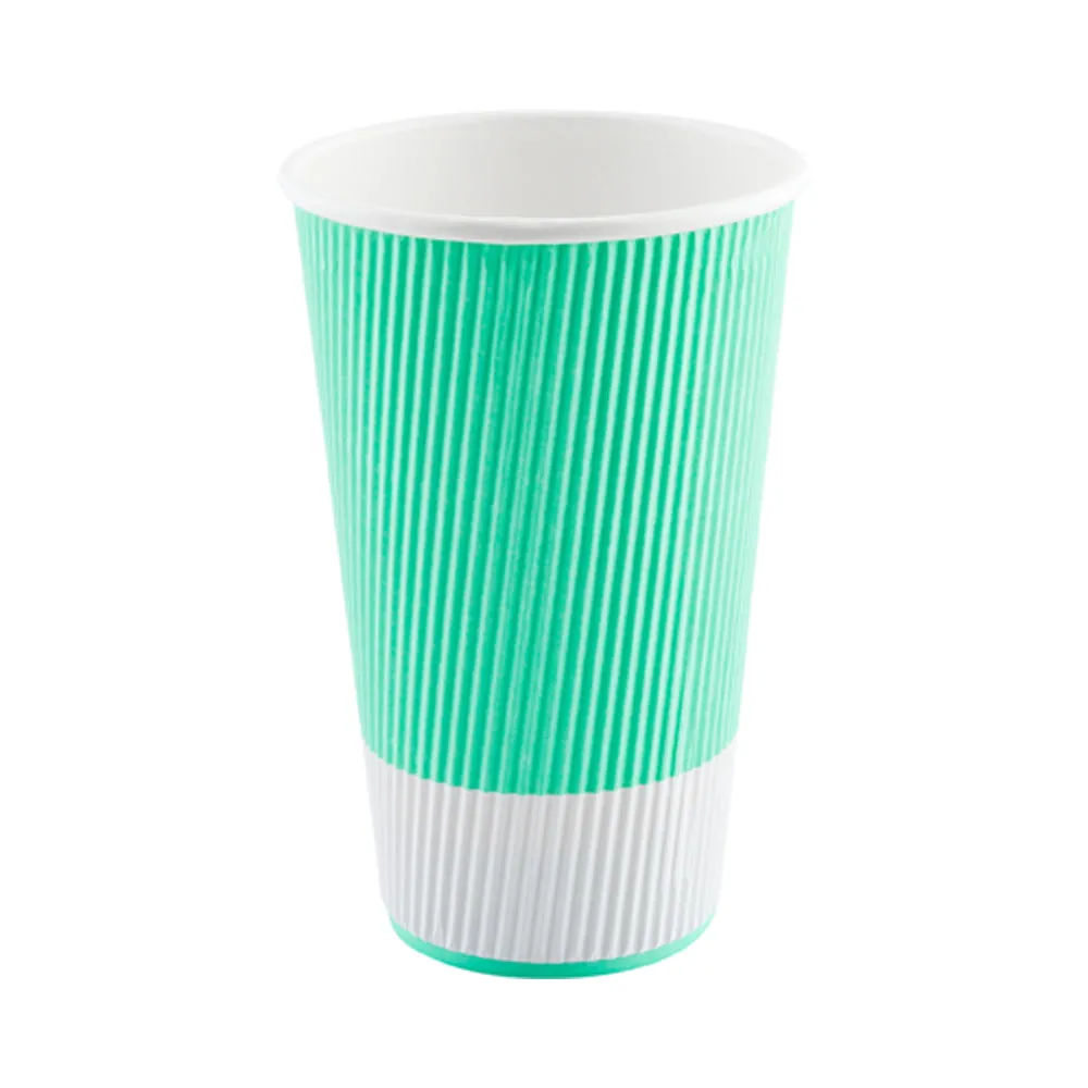 20 oz Light Green Paper Coffee Cup - Ripple Wall - 3 1/2" x 3 1/2" x 6 1/4" - 250 count box