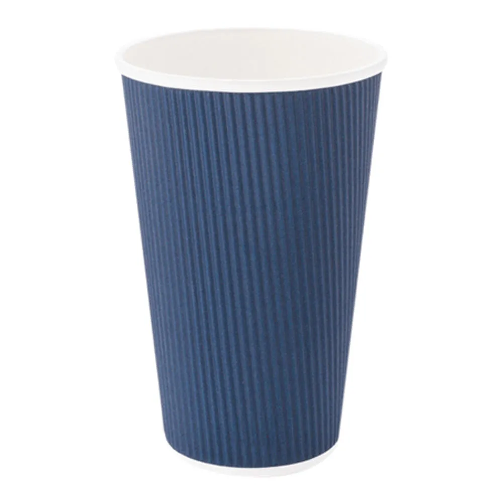 20 oz Midnight Blue Paper Coffee Cup - Ripple Wall - 3 1/2" x 3 1/2" x 6 1/4" - 10 count box