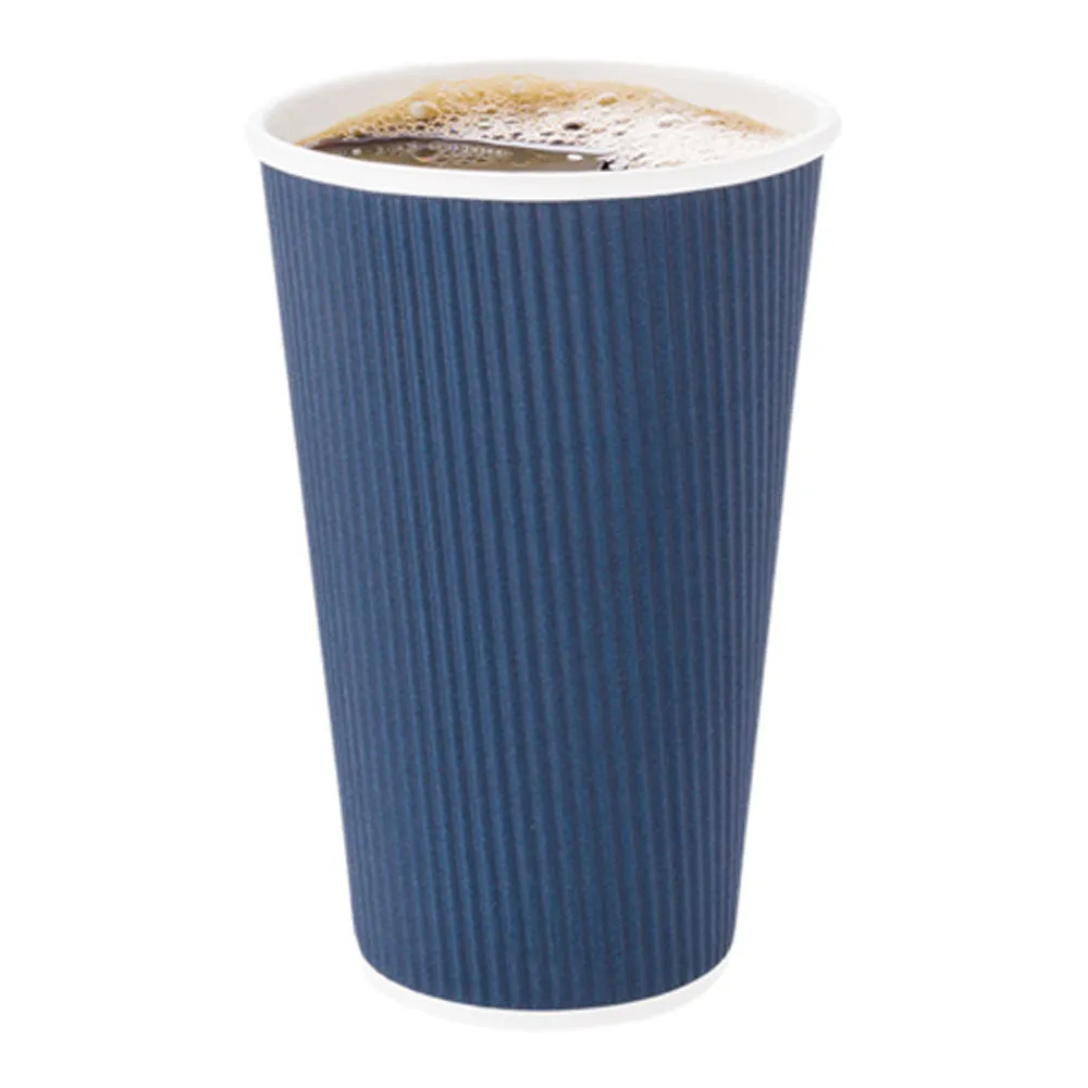 20 oz Midnight Blue Paper Coffee Cup - Ripple Wall - 3 1/2" x 3 1/2" x 6 1/4" - 10 count box