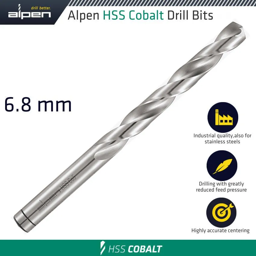 ALPEN HSS COBALT DRILL BIT 6.8MM ALP623068