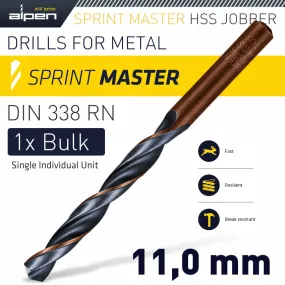 ALPEN HSS SPRINT MASTER 11.0MM BULK DIN 338 ALPEN DRILL BIT ALP626011