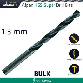 ALPEN HSS SUPER DRILL BIT 1.3MM BULK ALP601013