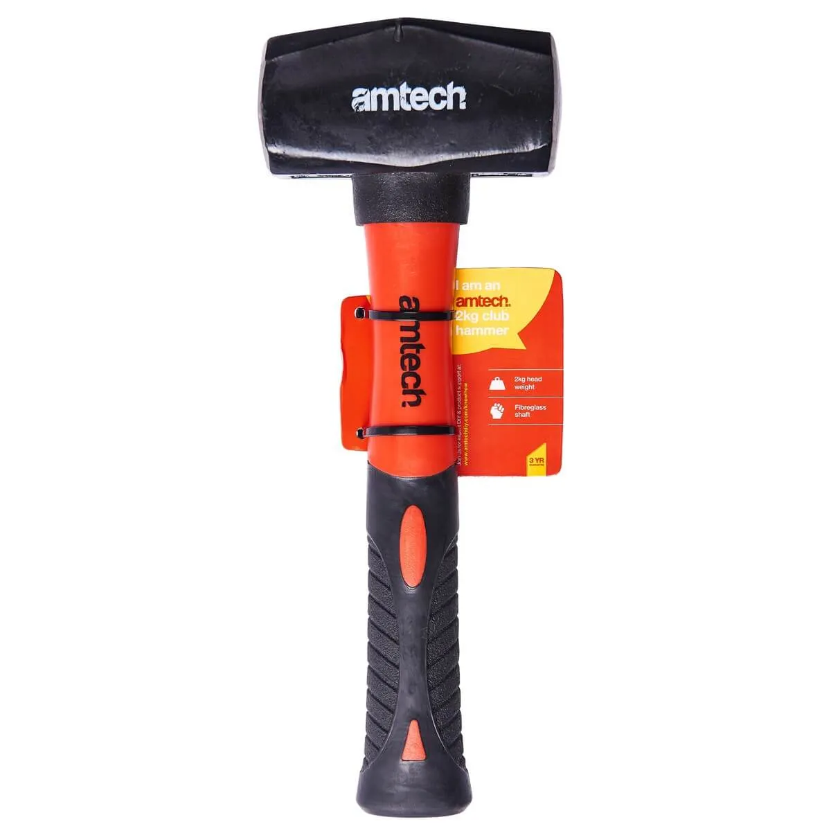 Amtech 2kg Head Weight Fibreglass Shaft Club Hammer