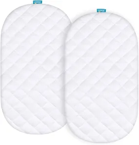 Bassinet Mattress Pad Cover - Fits SNOO Smart Sleeper Baby Bassinet, 2 Pack, Bamboo, Waterproof