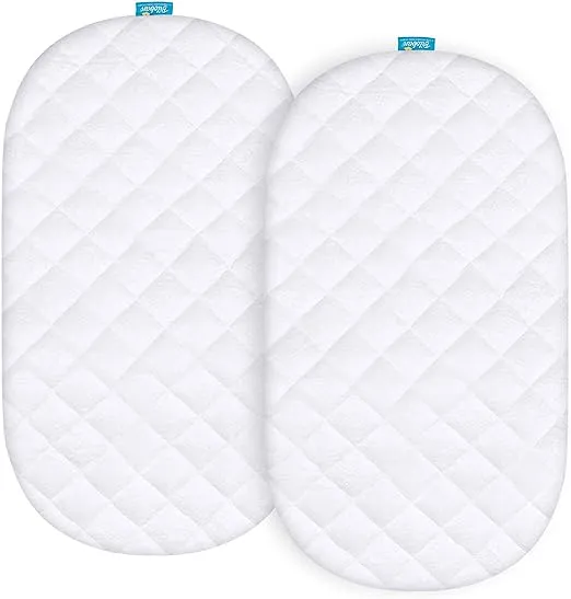 Bassinet Mattress Pad Cover - Fits SNOO Smart Sleeper Baby Bassinet, 2 Pack, Bamboo, Waterproof