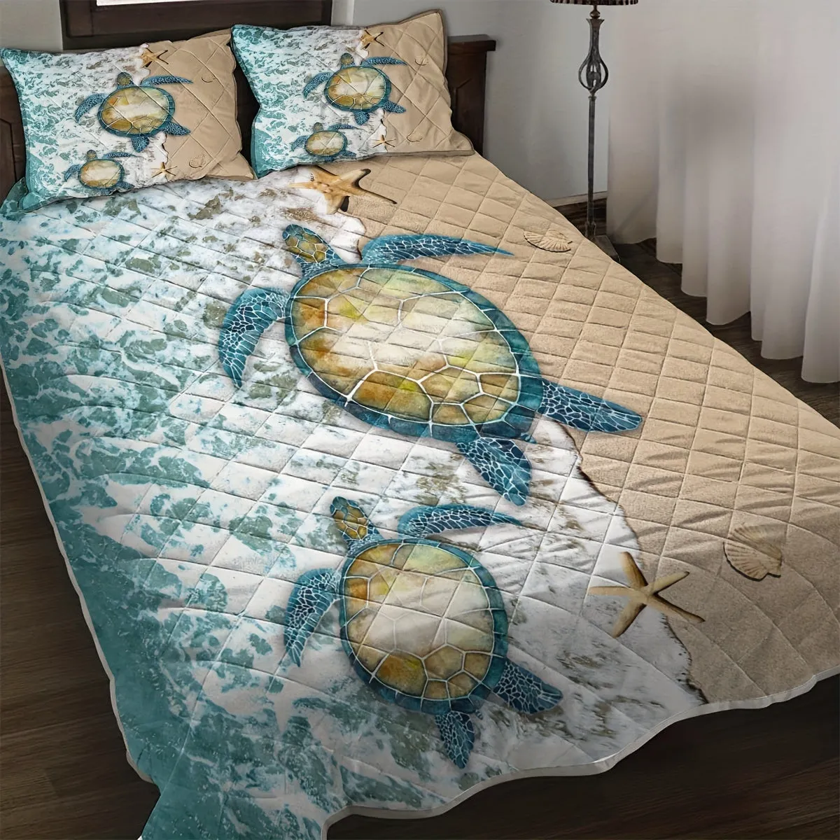 Bedding Sheet: 3pcs Sea Turtle Print