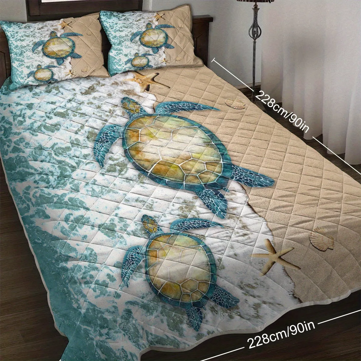 Bedding Sheet: 3pcs Sea Turtle Print