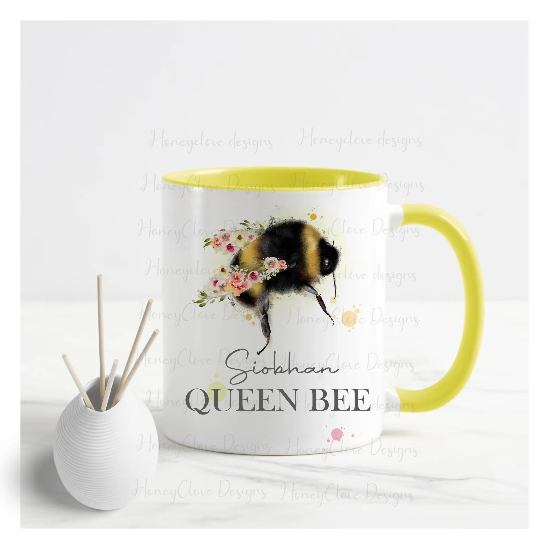 Bee Queen Yellow Mug