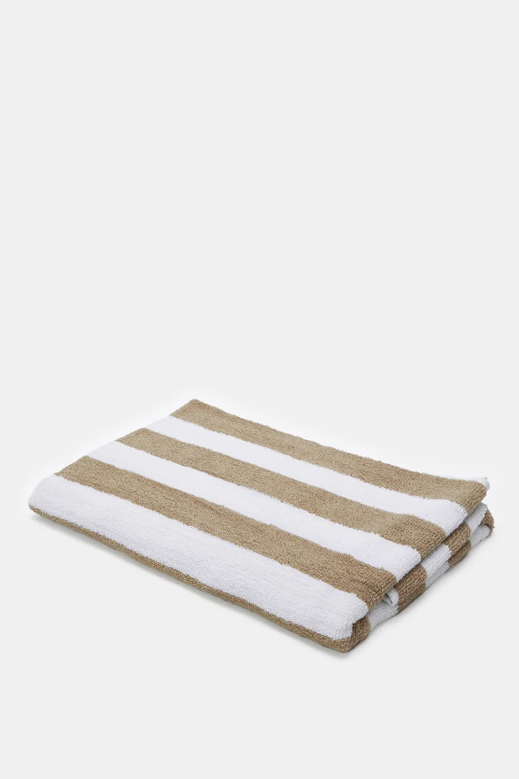 Beige And White Striped Bath Towel