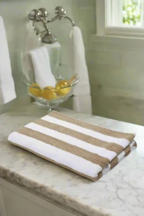 Beige And White Striped Bath Towel