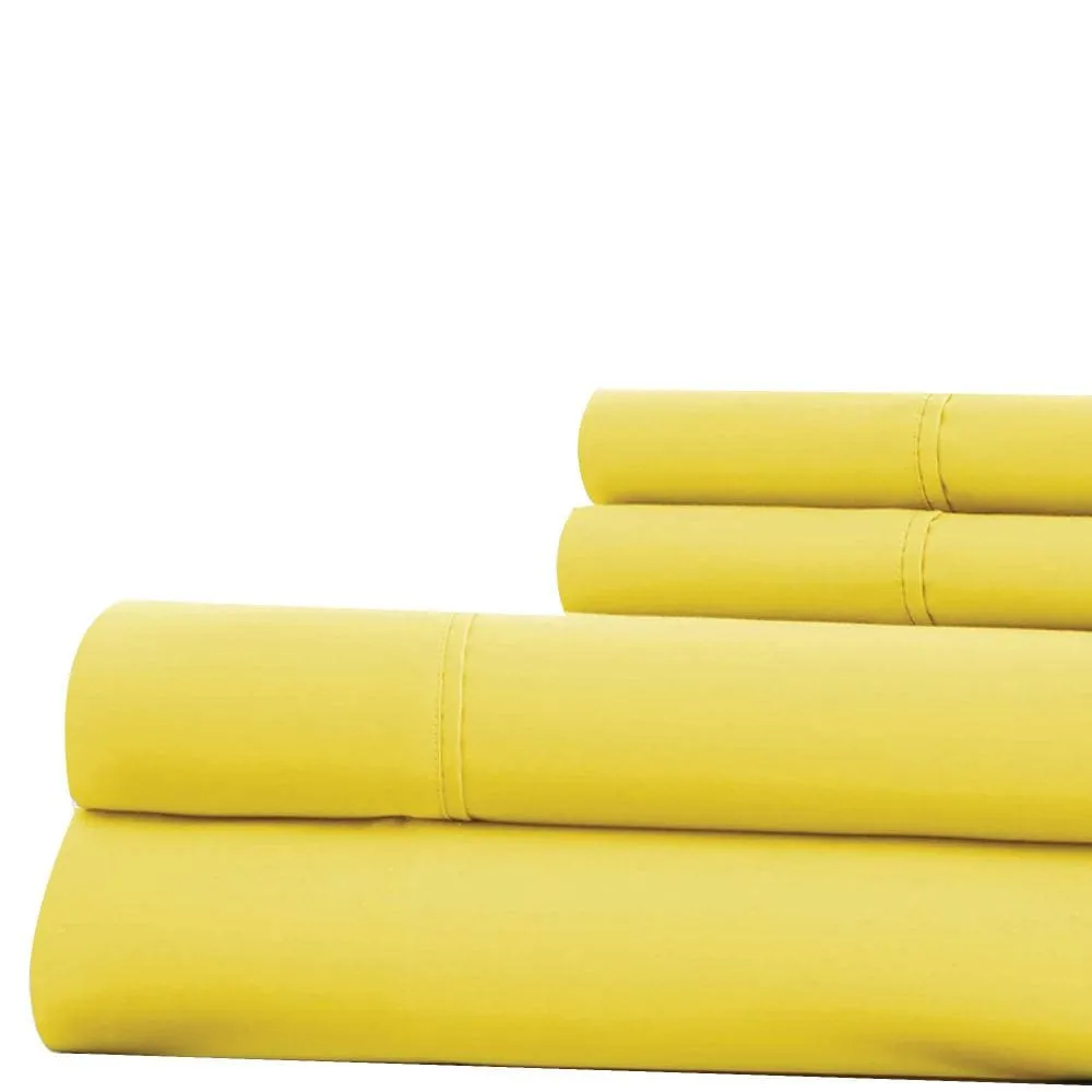 Bezons 4 Piece King Size Microfiber Sheet Set with 1800 Thread Count, Yellow