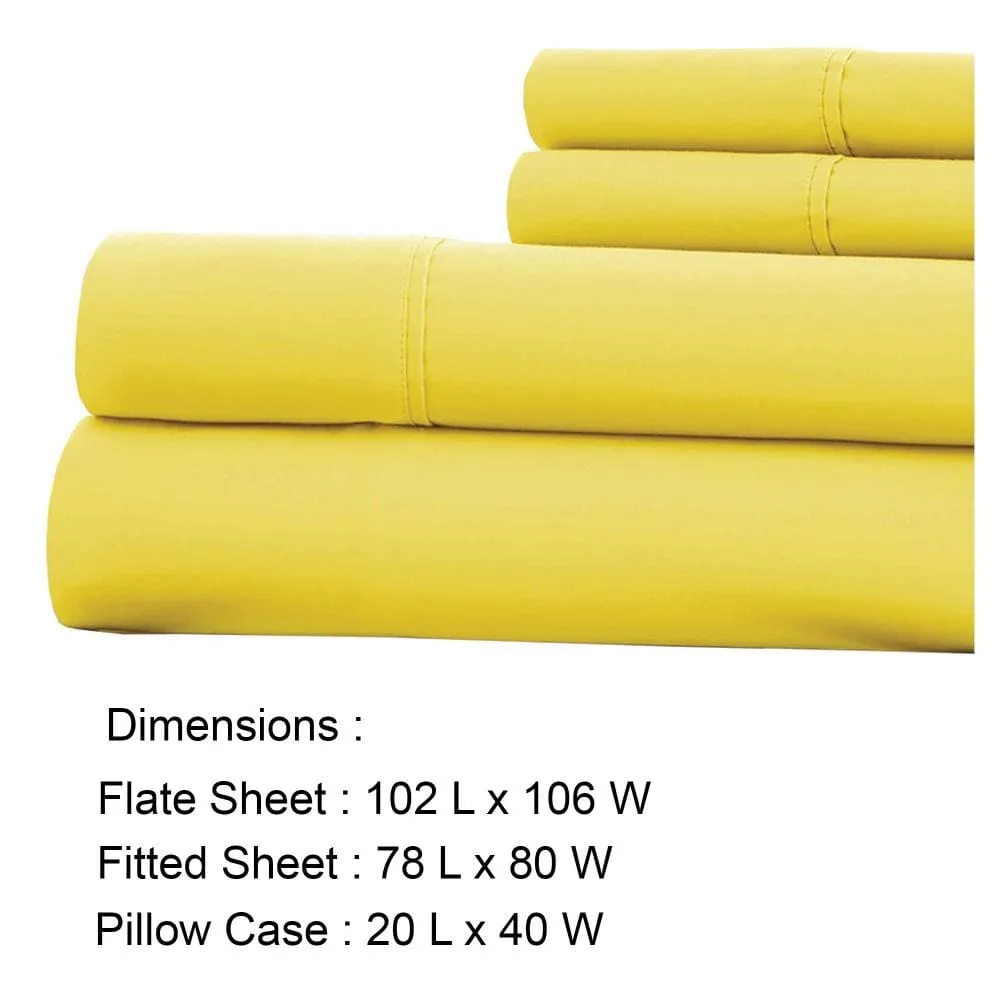 Bezons 4 Piece King Size Microfiber Sheet Set with 1800 Thread Count, Yellow