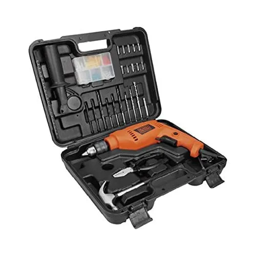 Black & Decker 550W 13 mm Hammer Drill, with 88 Accessory Kit Box