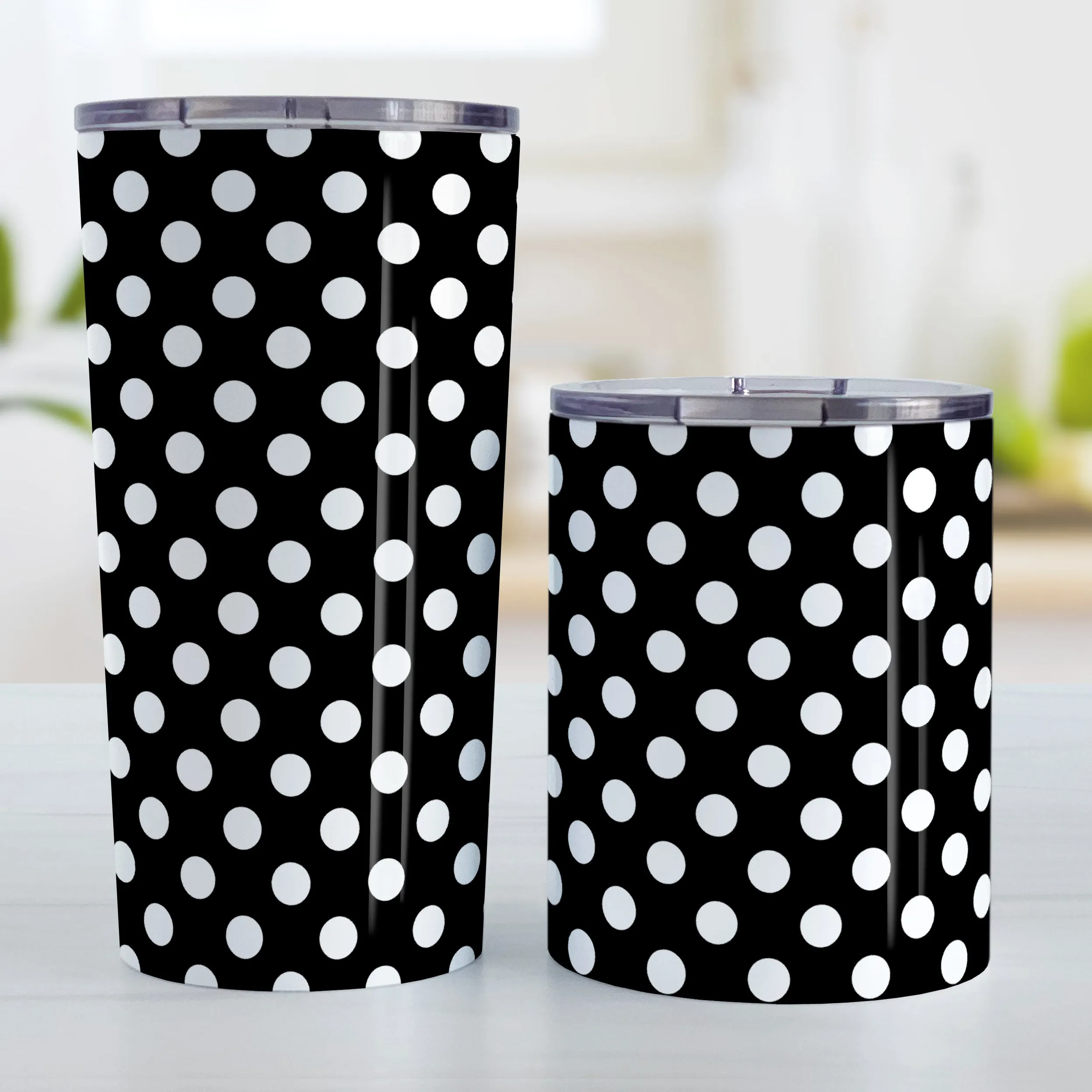 Black Polka Dot Tumbler Cup