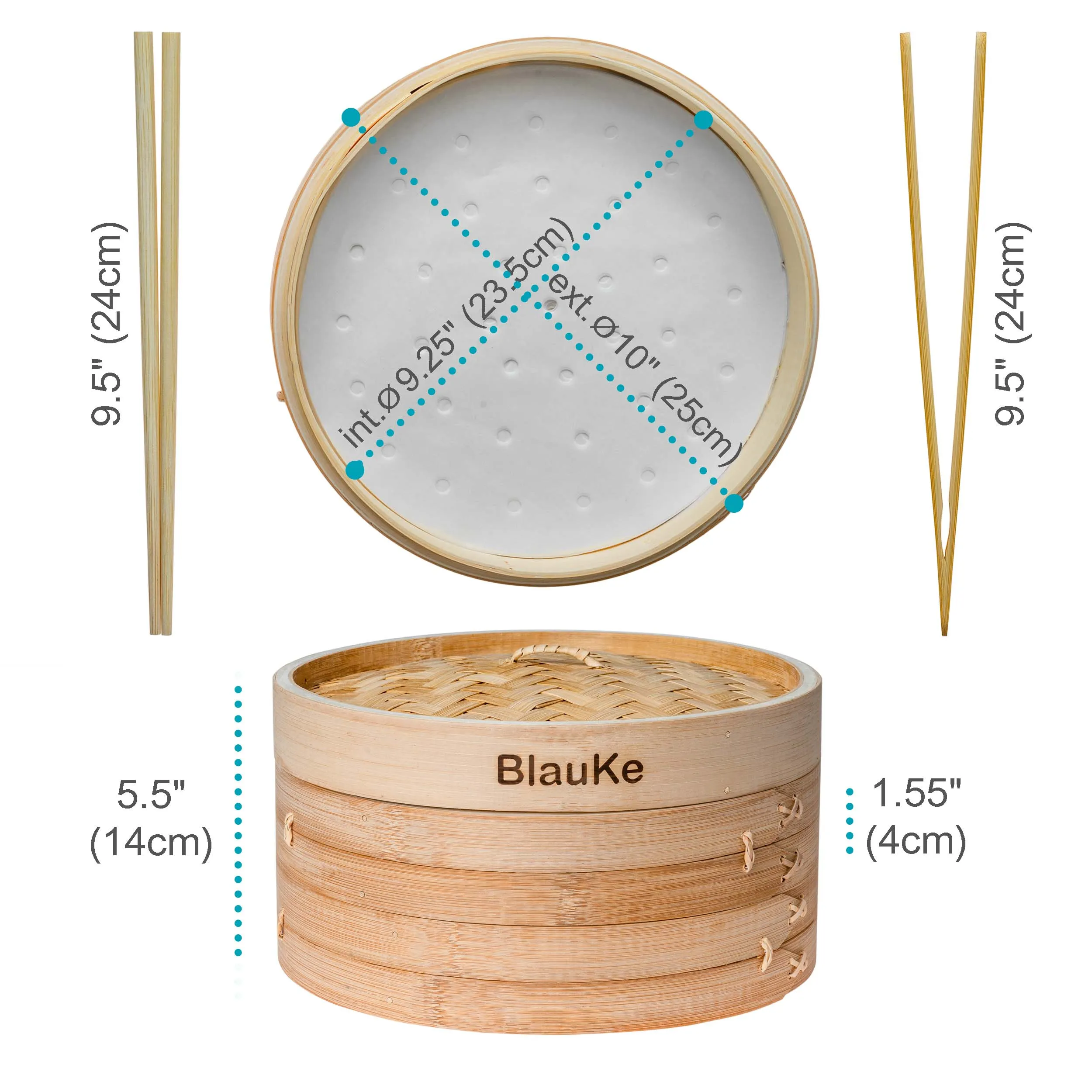 Blauke 2-Tier Bamboo Steamer