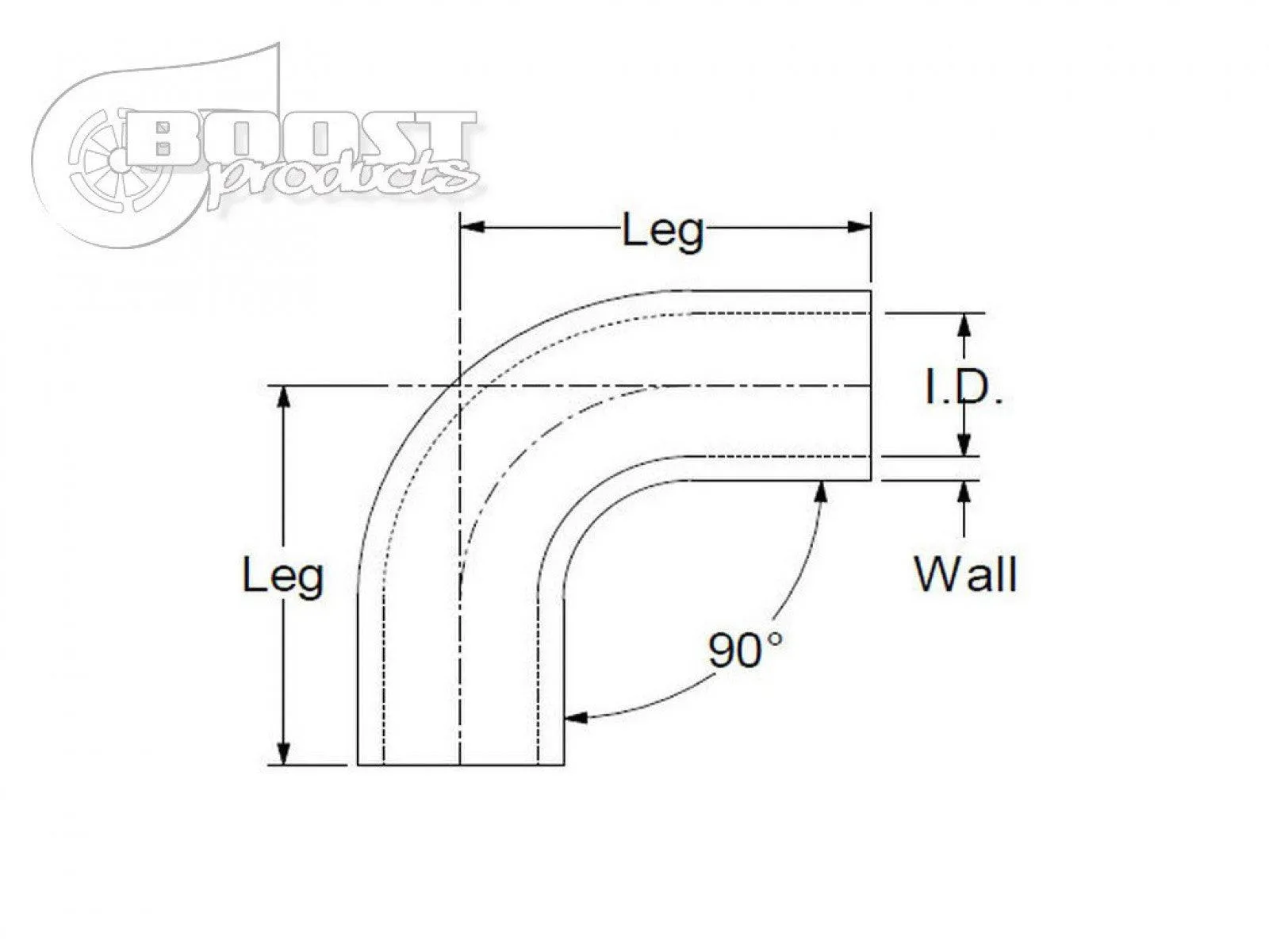 BOOST Products Silicone Elbow 90 Degrees, 28mm (1-1/8") ID, Black