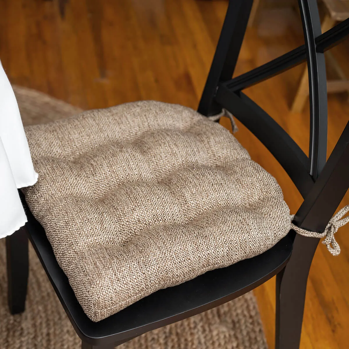 Brisbane Camel Tweed Dining Chair Pad - Latex Foam Fill, Reversible