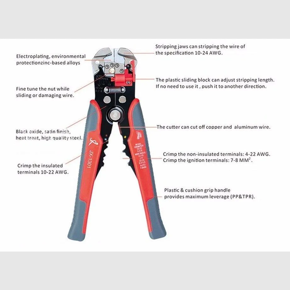 Cable Wire Stripper Cutter Crimper Automatic Multifunctional TAB Terminal Crimping| AWG24-10 0.2-6.0mm2