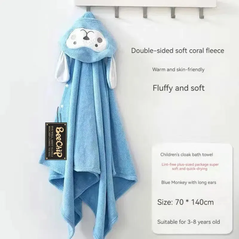 Cartoon Animal Baby Bath Towel Absorbent Fast Drying Without Linting Fluffy Soft Best For Little Baby Winter Children'S Bathrobe