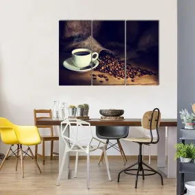 Coffee Cup & Coffee Beans Canvas Wall Art