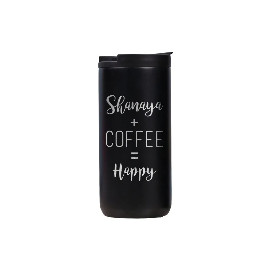 Customized Insulated Thermos Cup for Tea with Name Engraved Design (400 ML) - Happy