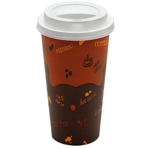 Disposable Coffee Cups - 20oz Generic Paper Hot Cups and White Sipper Dome Lids (90mm)