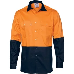 Dnc Workwear Hi-vis Two-tone Cotton Drill Long Sleeve Shirt - 3832