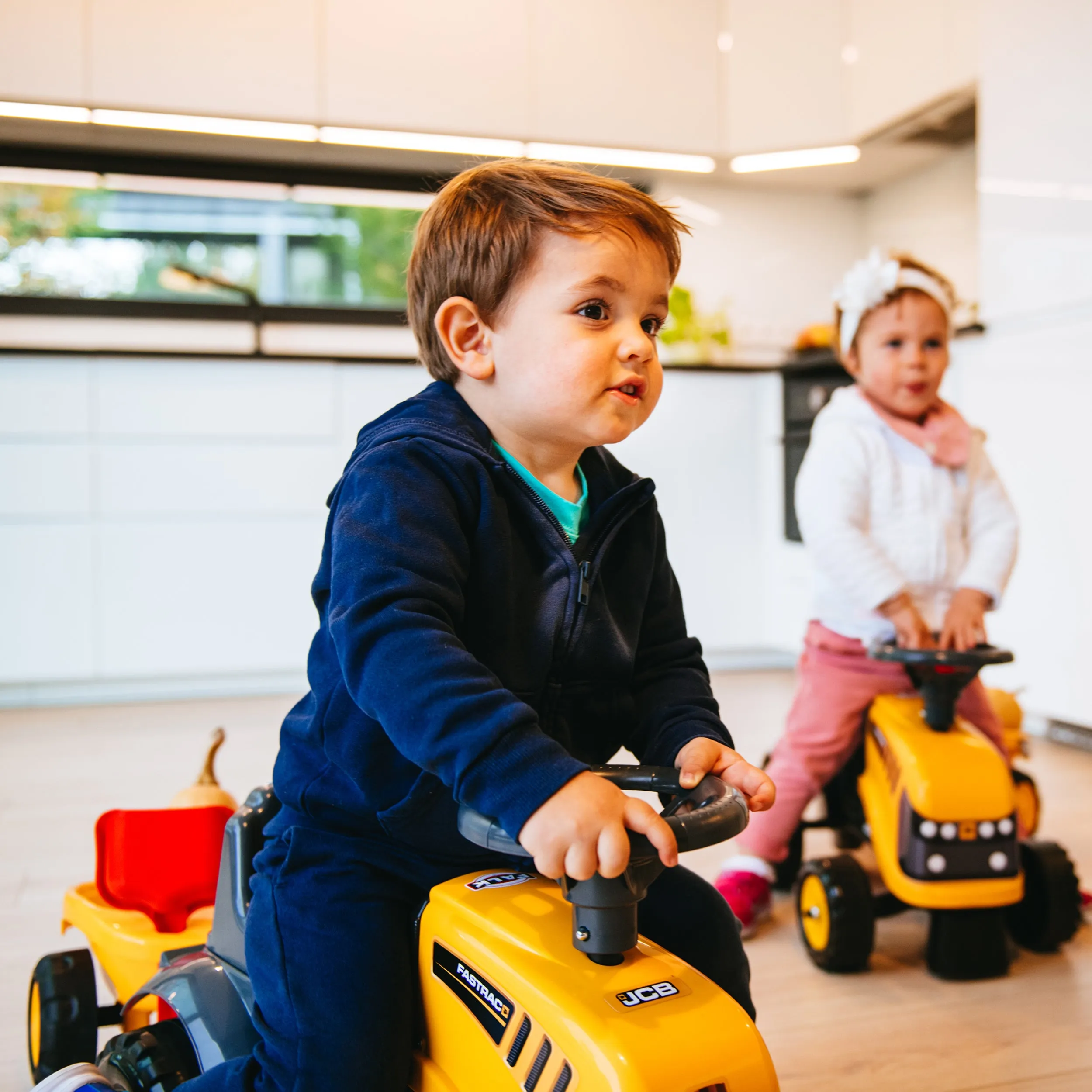 Falk Baby JCB Ride-On Tractor with Trailer, Rake & Shovel