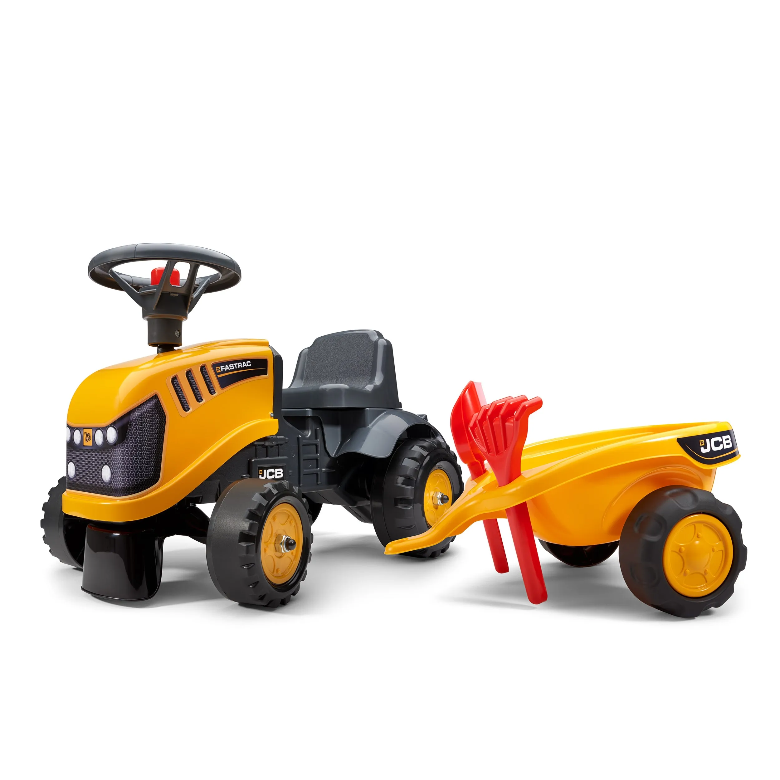 Falk Baby JCB Ride-On Tractor with Trailer, Rake & Shovel