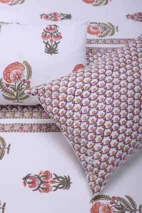 Gul E Firozi Mehandi Cotton Percale Bedsheet