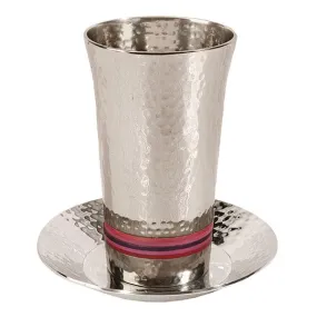 Kiddush Cup - Hammer Work   Rings - Maroon