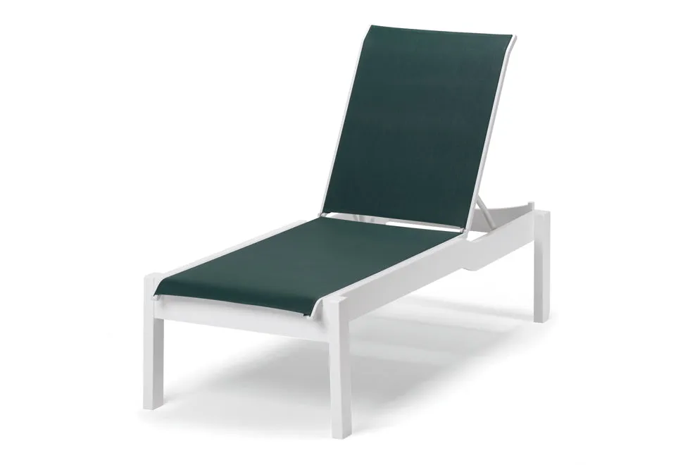 Leeward MGP Sling Lay-flat Stacking Armless Chaise w/ Wheels