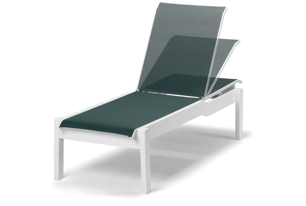 Leeward MGP Sling Lay-flat Stacking Armless Chaise w/ Wheels