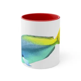 Light Blue and Yellow Fish Accent Coffee Mug, 11oz