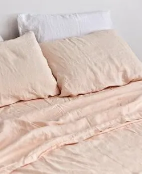 Linen Flat Sheet in Peach by IN BED