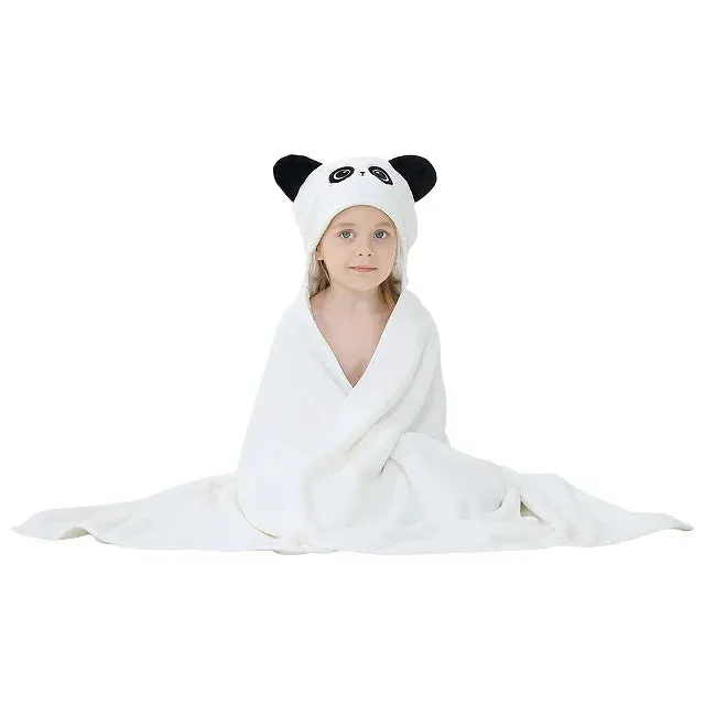 MICHLEY Cute Hooded Bath Baby Towel Hood Newborn White Bathrobe Shower For Kids Boy Girls Unisex Infant Animal Face Blanket 0-9T