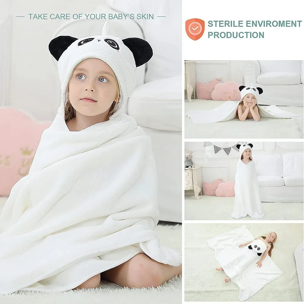 MICHLEY Cute Hooded Bath Baby Towel Hood Newborn White Bathrobe Shower For Kids Boy Girls Unisex Infant Animal Face Blanket 0-9T