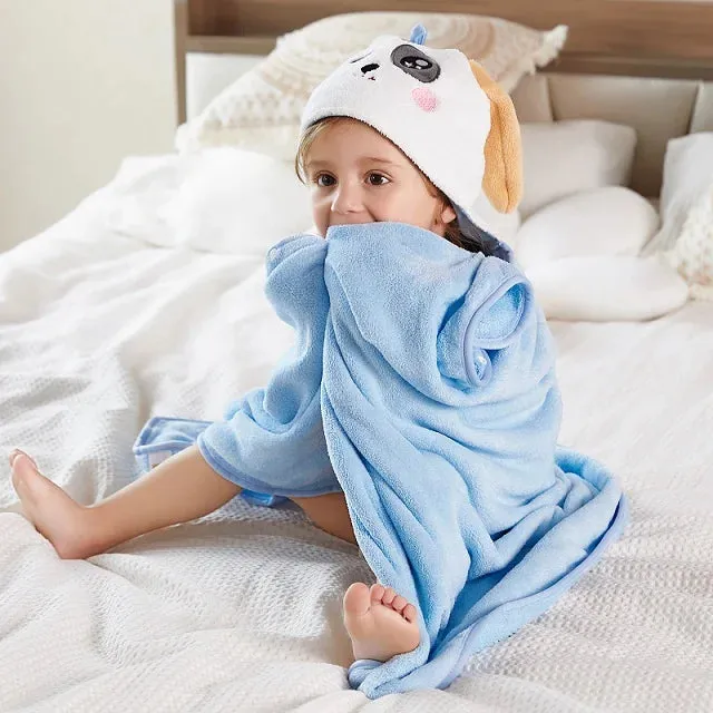 MICHLEY Cute Hooded Bath Baby Towel Hood Newborn White Bathrobe Shower For Kids Boy Girls Unisex Infant Animal Face Blanket 0-9T