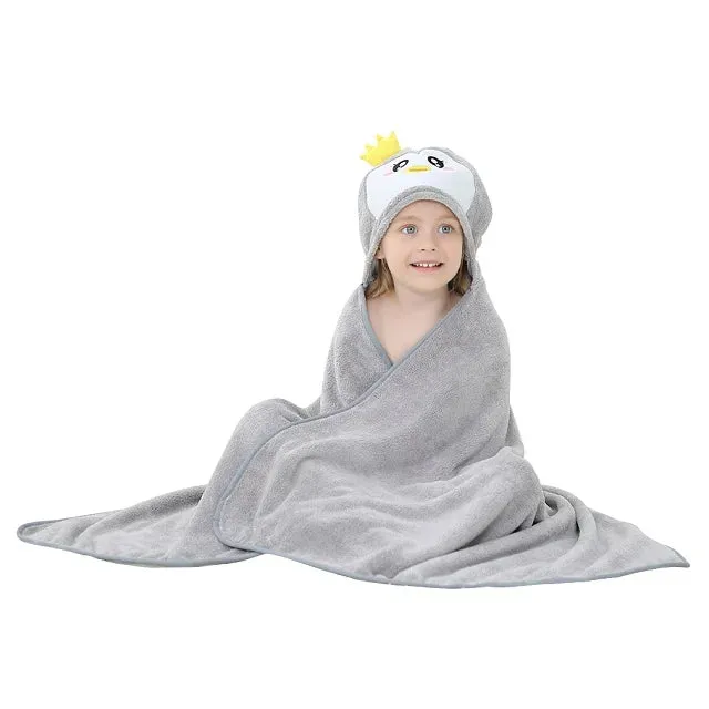 MICHLEY Cute Hooded Bath Baby Towel Hood Newborn White Bathrobe Shower For Kids Boy Girls Unisex Infant Animal Face Blanket 0-9T