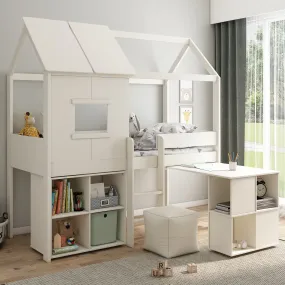 Midi Playhouse Bed with Desk & Cube Unit - Kids Avenue