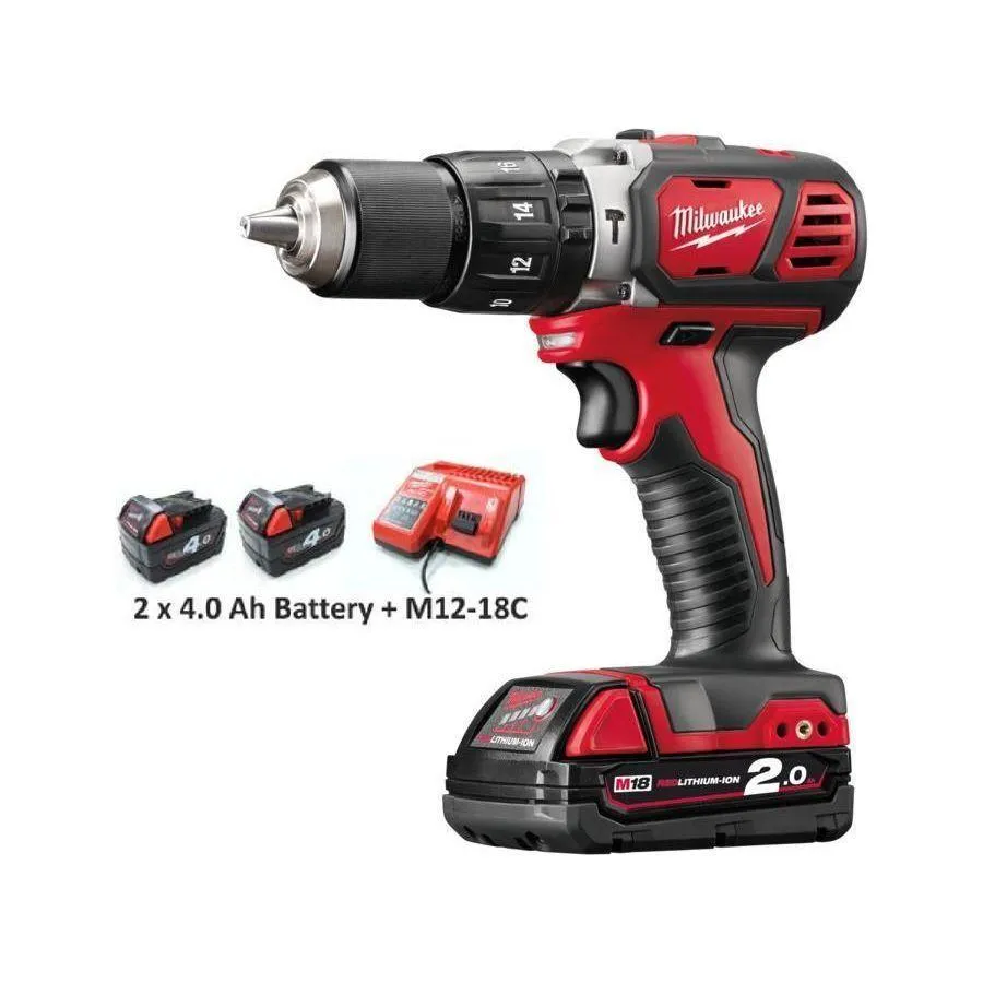 Milwaukee M18BPD-202C Cordless Hammer Drill Set