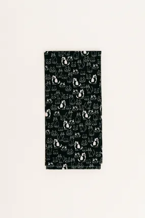 Modern Print Dish Towel Black Cats