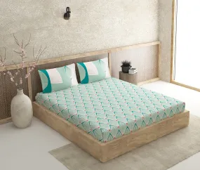 Moderne Teal 100% Cotton Antibacterial Bedsheet Set