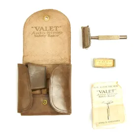 Original British WWI Officer's Safety Razor Shaving Set in Leather Carrier by Autostrop