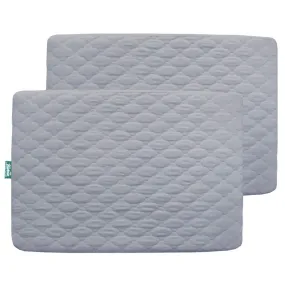 Pack N Play Mattress Pad Cover/ Protector - 2 Pack, Ultra Soft Microfiber, Waterproof, Grey (for Standard Playpen/ Mini Crib)