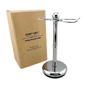 Parker ADJUSTABLE Deluxe Chrome Razor & Brush Shave Stand