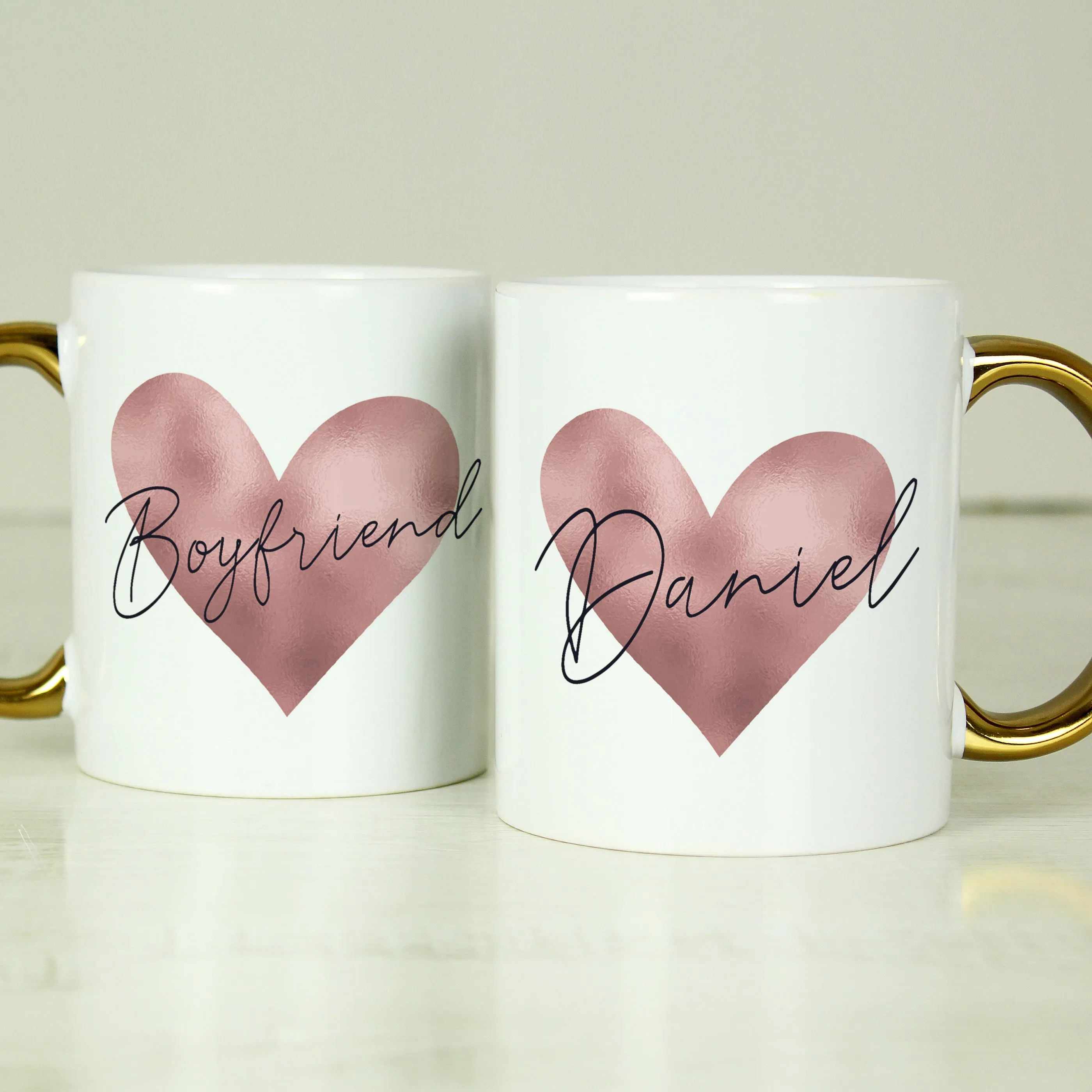 Personalised Heart Gold HandLED Mug