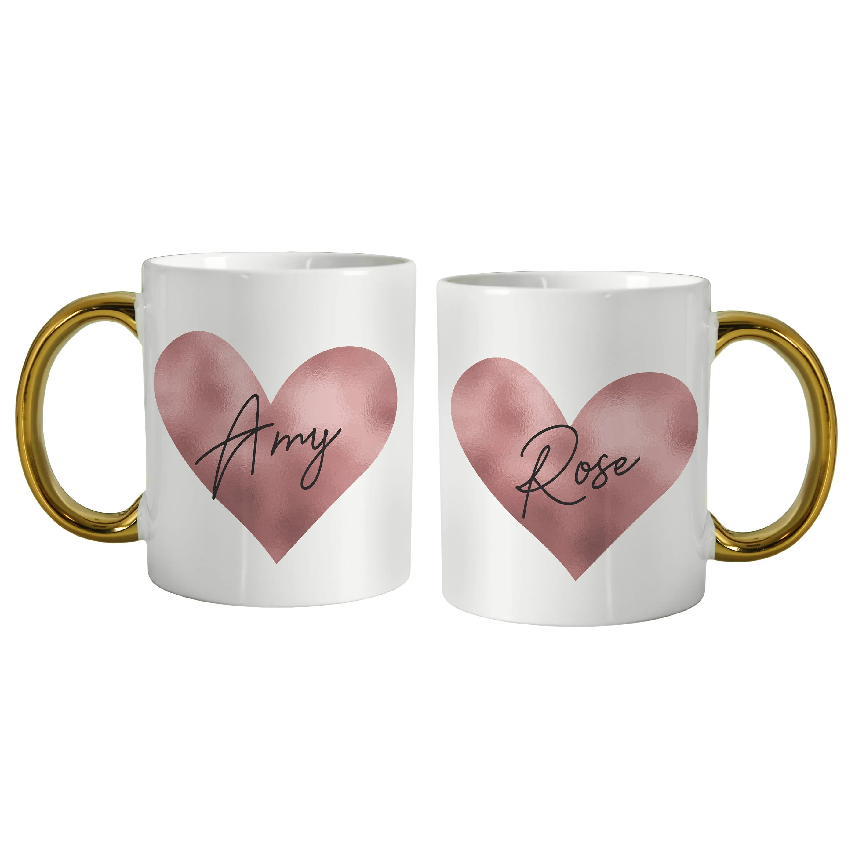 Personalised Heart Gold HandLED Mug