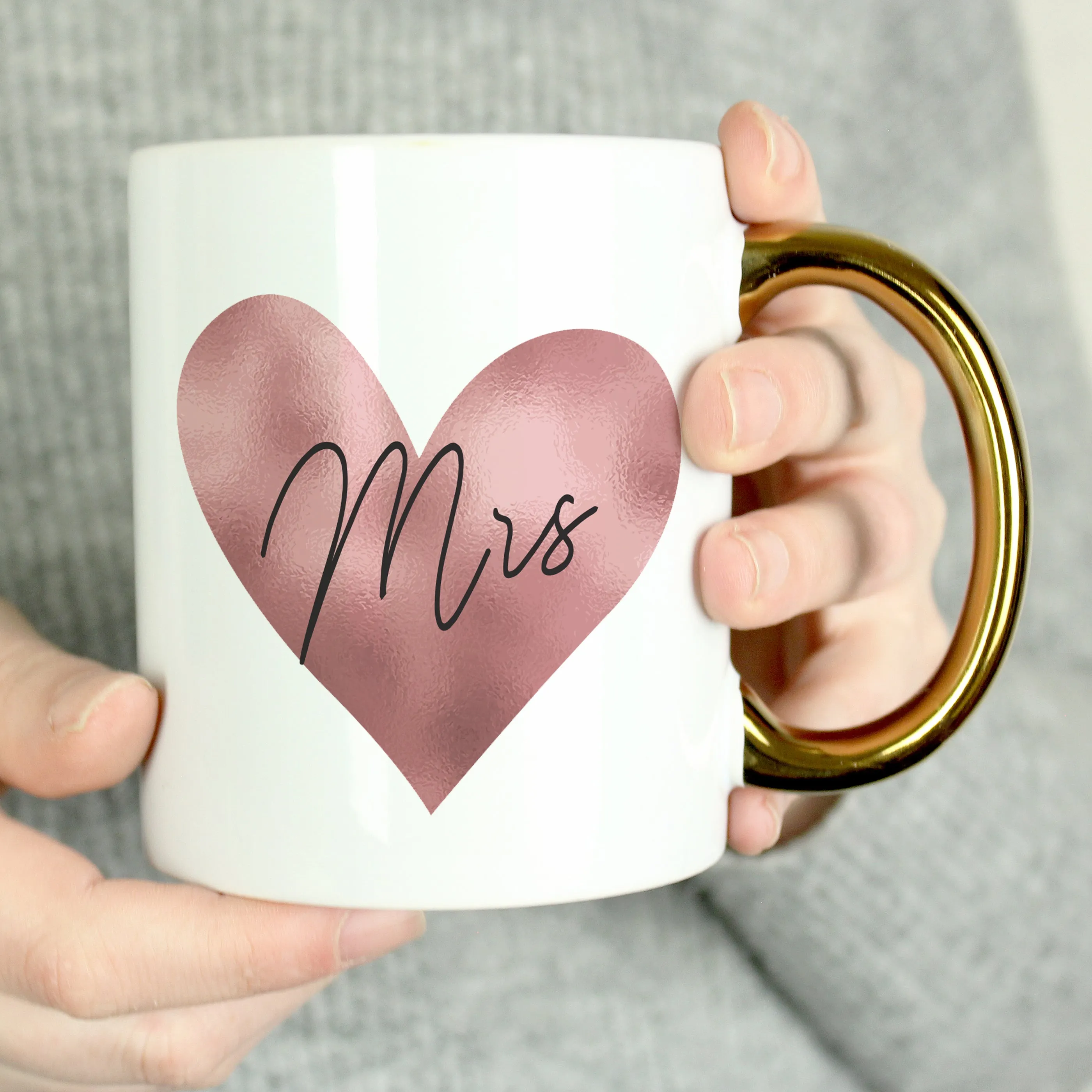 Personalised Heart Gold HandLED Mug